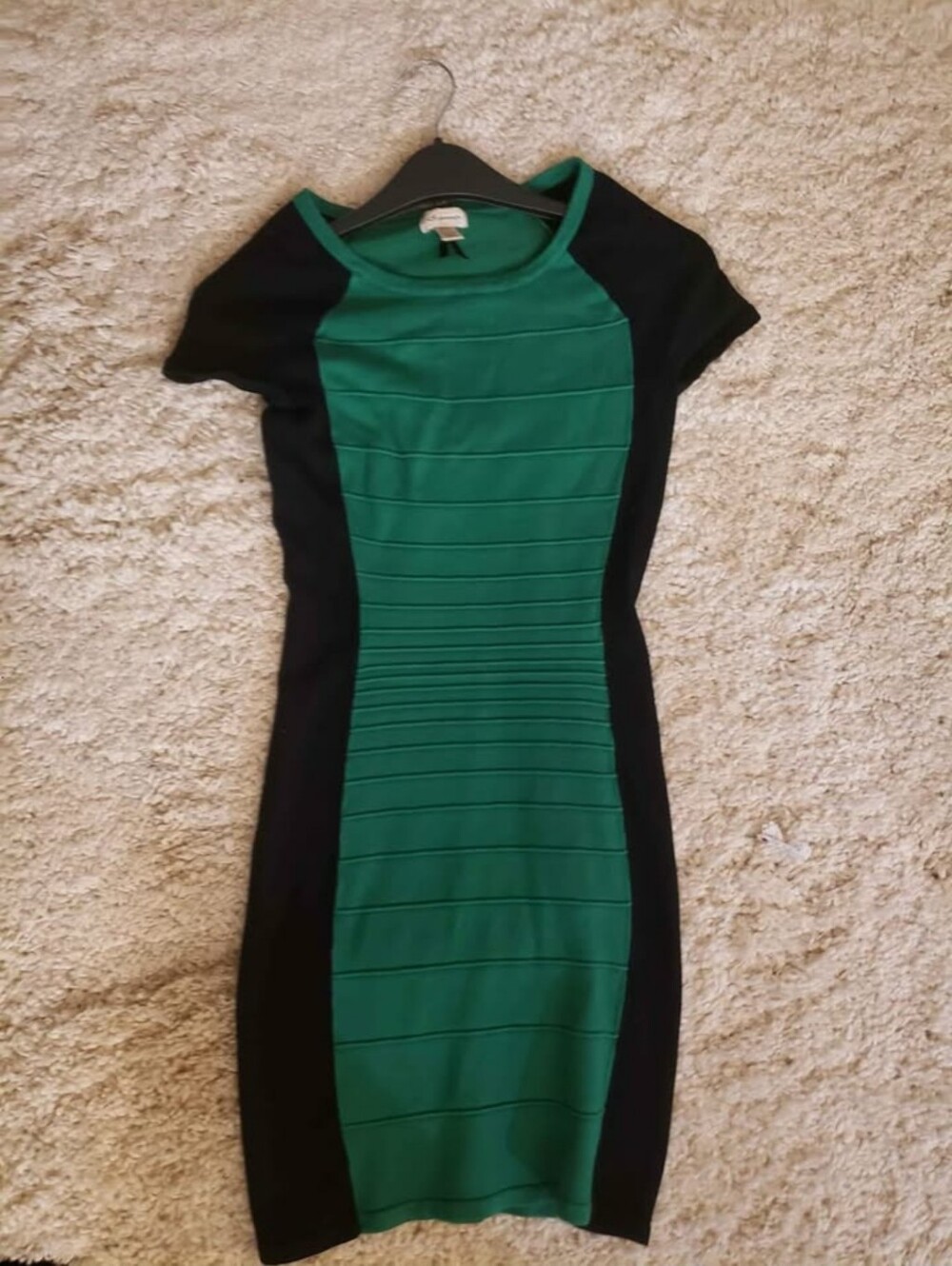 Dynamite Emerald Green and Black Panel Sheath Dress